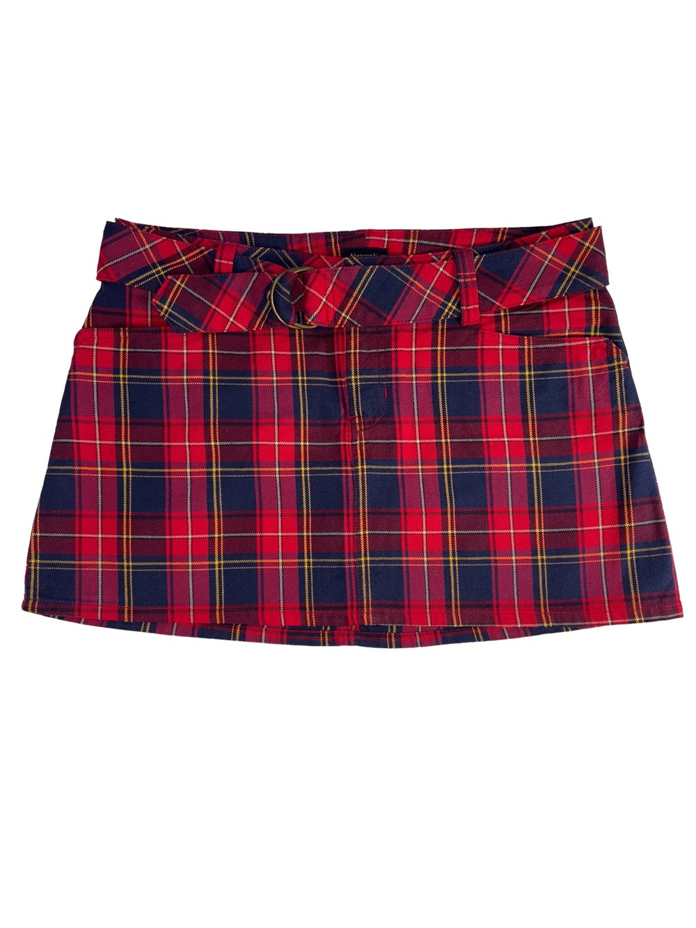 Vintage 90s Abercrombie & Fitch Plaid Wool Blend Belted Mini Skirt Size 8